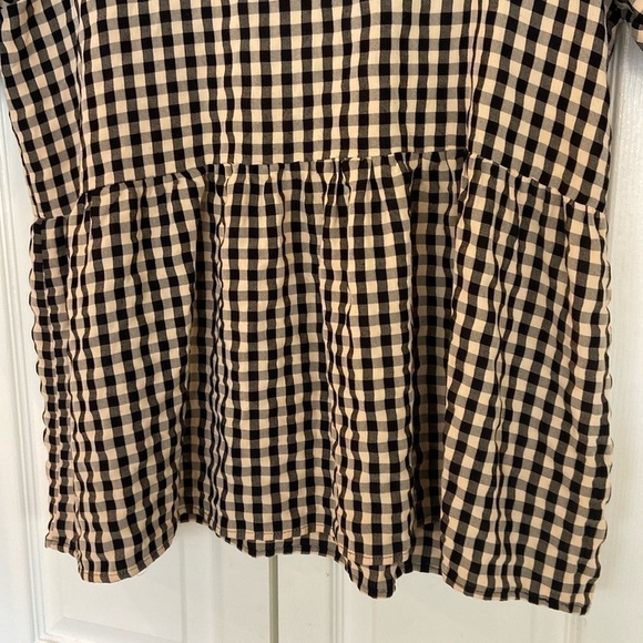 Layerz Willow Top. Black and cream gingham with plum embroidered sleeves. - Picture 4 of 7